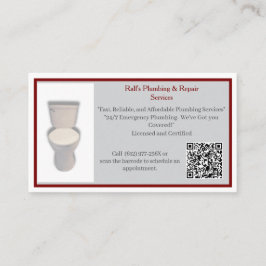 Tarjeta De Visita Grey Red  Plumber Toilet 