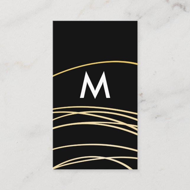 Tarjeta De Visita Grietas de oro contemporáneas con monograma (Anverso)