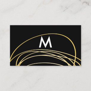 Tarjeta De Visita Grietas de oro contemporáneas con monograma