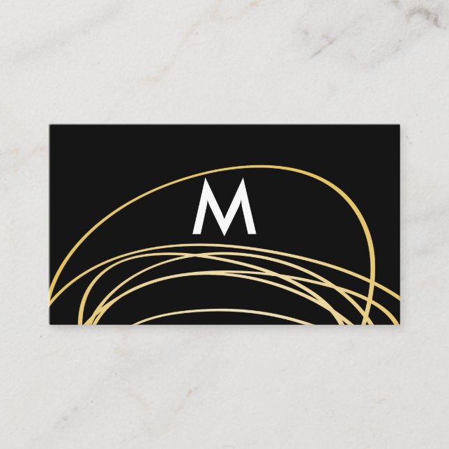 Tarjeta De Visita Grietas de oro contemporáneas con monograma (Anverso)