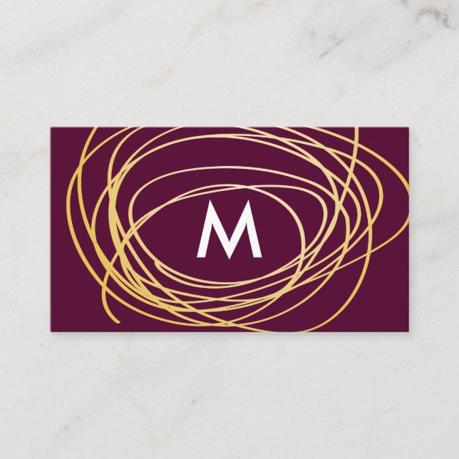Tarjeta De Visita Grietas de oro contemporáneas con monograma (Anverso)