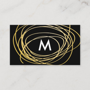 Tarjeta De Visita Grietas de oro contemporáneas con monograma