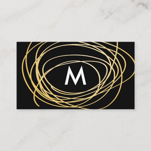 Tarjeta De Visita Grietas de oro contemporáneas con monograma (Anverso)