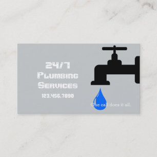 Tarjeta De Visita Grifo de agua gris moderno fontanero fontanería