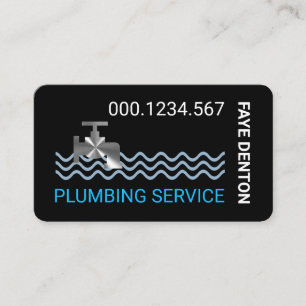 Tarjeta De Visita Grifo de plata elegante olas de agua
