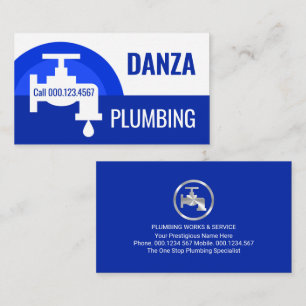 Tarjeta De Visita Grifo Goteando Olas de Agua Azules