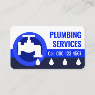 Tarjeta De Visita Grifo Goteando Olas de Agua Azules