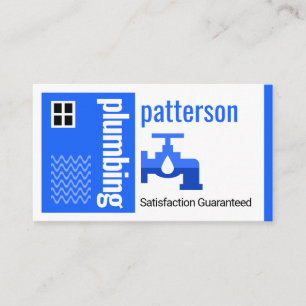 Tarjeta De Visita Grifo Goteante Fontanero Construcción Hogar Azul