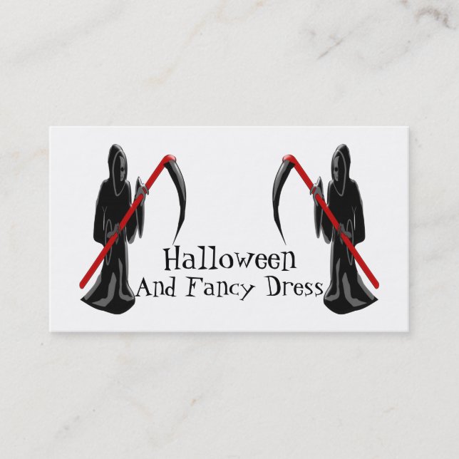 Tarjeta De Visita Grim Reaper Halloween Fancy Dress (Anverso)