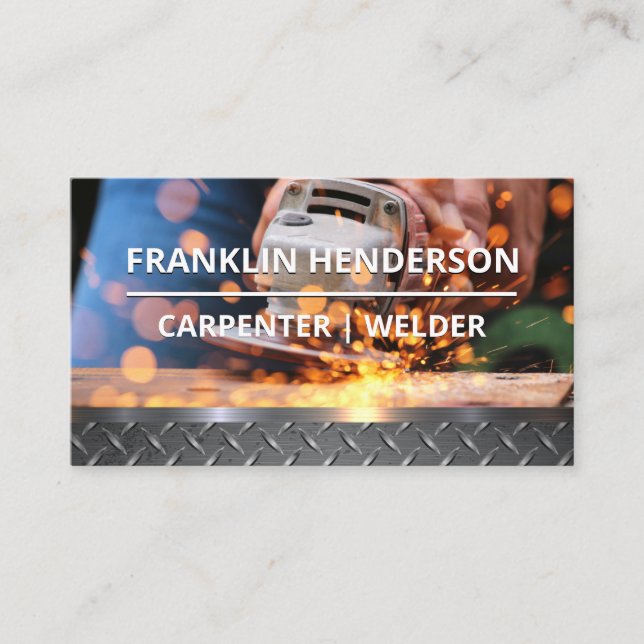 Tarjeta De Visita Grinder metalizado | Acero Plantado (Anverso)