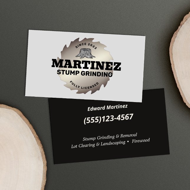 Tarjeta De Visita Grinización de Stump | Servicio de árbol y elimina (Subido por el creador)