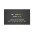 Tarjeta de visita gris abogado con escala dorada