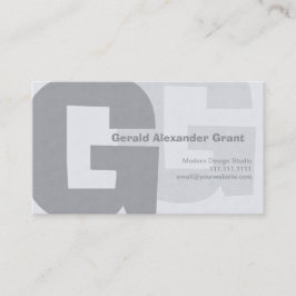 Tarjeta De Visita Gris azul grande retro elegante G