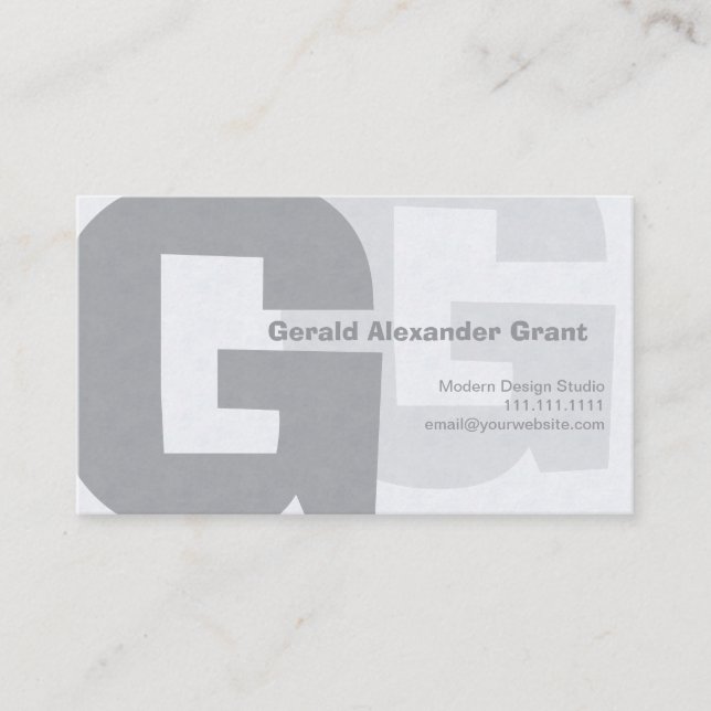 Tarjeta De Visita Gris azul grande retro elegante G (Anverso)