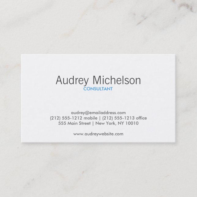 Tarjeta de visita GRIS/AZUL MINIMALISMO MODERNO (Anverso)