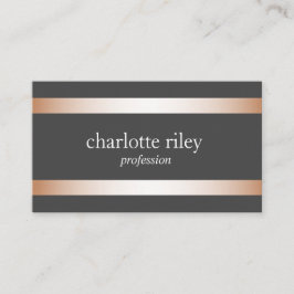 Tarjeta De Visita Gris | Bandas de oro Rosa modernas de estilo