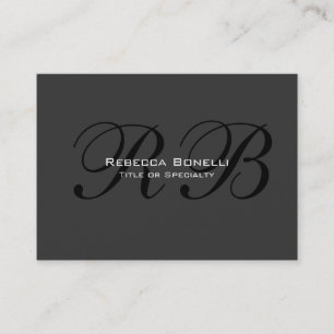 Tarjeta De Visita Gris Black Monogram Chubby Business Card