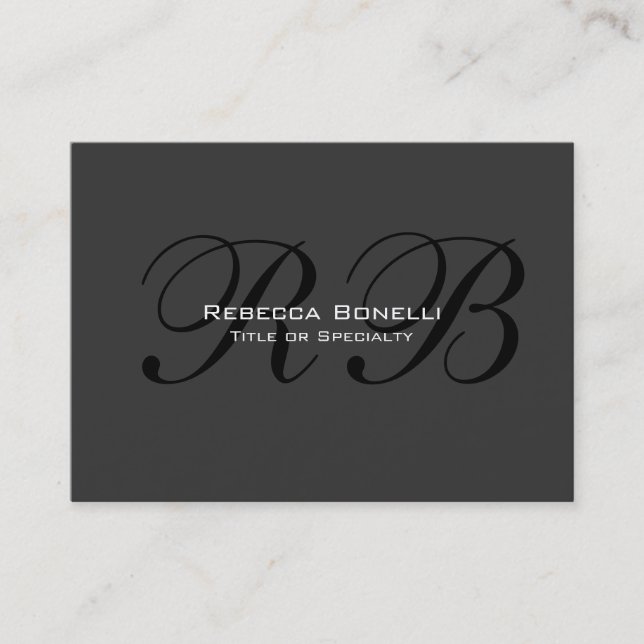 Tarjeta De Visita Gris Black Monogram Chubby Business Card (Anverso)