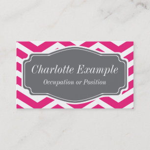 Tarjeta De Visita Gris blanco rosado Chevron Personal