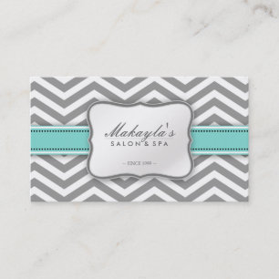 Tarjeta De Visita Gris, blanco y azul modernos elegantes de Chevron