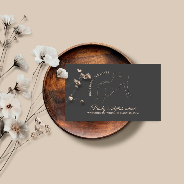 Tarjeta De Visita Gris Body escultor contorno spa antes que cuidado  (Subido por el creador)