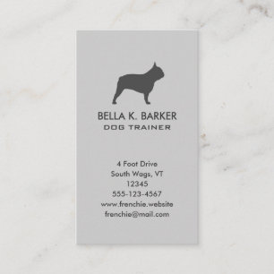 Tarjeta De Visita Gris Bulldog francés Silhouette Dog Lover Vertical