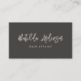 Tarjeta De Visita Gris carbonero moderno script mínimo QR CODE