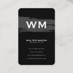 Tarjeta De Visita Gris cepillado artístico sobre negro