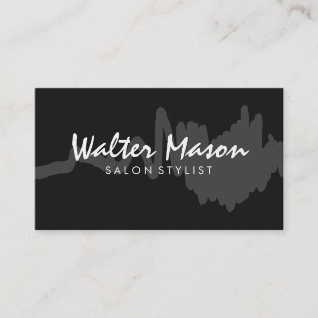 Tarjeta De Visita Gris cepillado artístico sobre negro (Anverso)