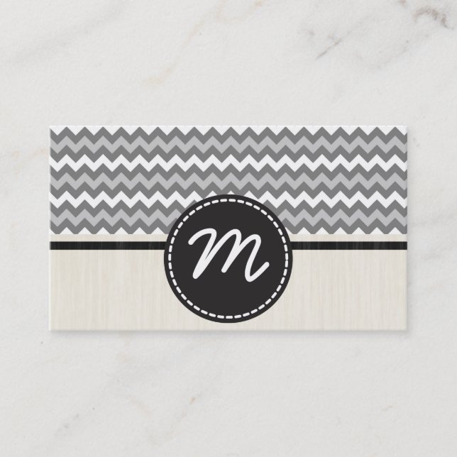 Tarjeta De Visita Gris Chevron Zigzag Pattern 2 (Anverso)