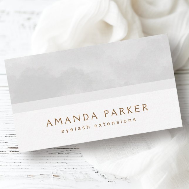 Tarjeta De Visita Gris claro acuarela estilo boutique de belleza (Light gray watercolor spa boutique beauty stylist business card)