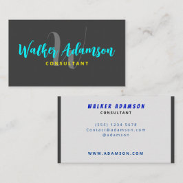 Tarjeta De Visita Gris contemporáneo moderno y negro mate