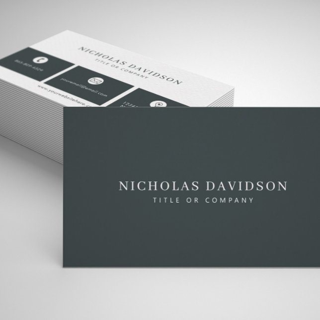 Tarjeta De Visita Gris de carbón vegetal simple y profesional modern (Subido por el creador)