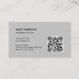 Tarjeta De Visita Gris de código QR profesional mínimo