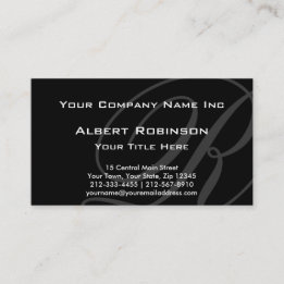 Tarjeta De Visita Gris de encargo elegante del monograma en negro