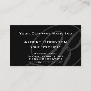 Tarjeta De Visita Gris de encargo elegante del monograma en negro