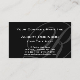 Tarjeta De Visita Gris de encargo elegante del monograma en negro