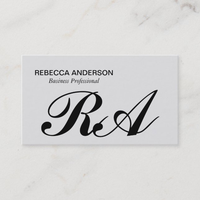 Tarjeta De Visita Gris de guión monocromático | Gris claro (Anverso)