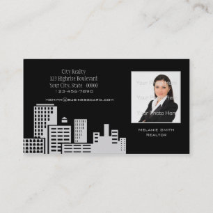 Tarjeta de visita gris de la foto del negro del