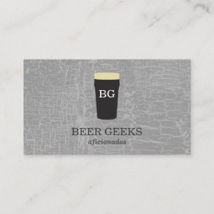 Tarjeta De Visita Gris de textura con vidrio de cerveza con monogram