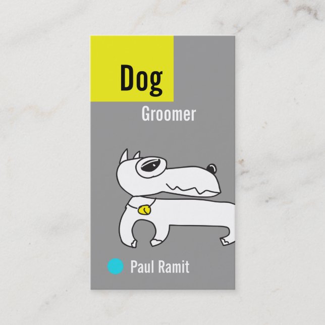Tarjeta de visita gris del Groomer del perro (Anverso)