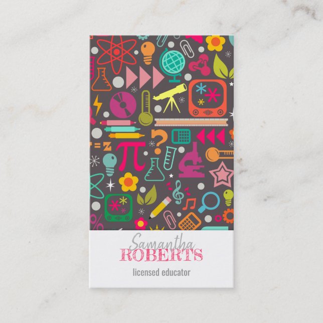 Tarjeta De Visita Gris del profesor particular del profesor del (Anverso)