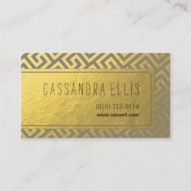 Tarjeta De Visita Gris dominante griego de moda del efecto (Anverso)