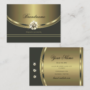 Tarjeta De Visita Gris dorado oscuro y lujoso con diamantes espumoso