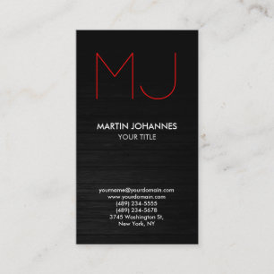 Tarjeta de visita gris elegante de monograma rojo