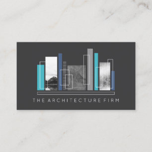 Tarjeta De Visita Gris geométrico y azul de la arquitectura