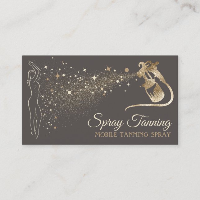 Tarjeta De Visita Gris Gold Beige Cuerpo Tan Spray (Anverso)