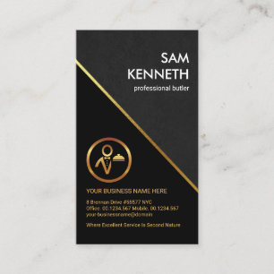 Tarjeta De Visita Gris Gris Gris Grunge Gold Line Profesional Butler