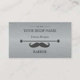 Tarjeta De Visita Gris Hipster Profesional Barber Steel Moderno