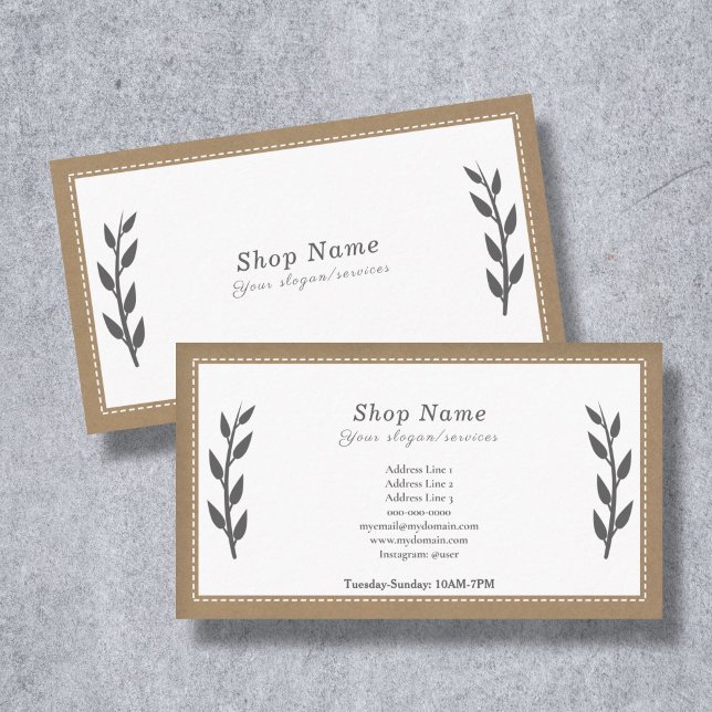 Tarjeta de visita gris, kraft y rusa (Gray, Kraft & Rustic Business Card)